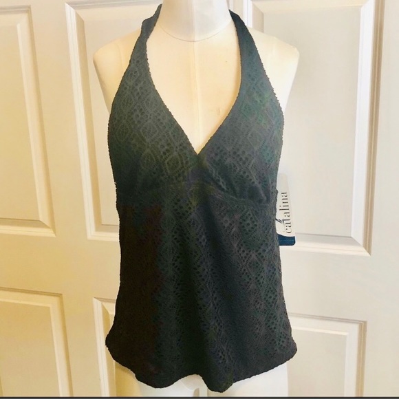 Catalina Other - NWT Black crochet swim top Tankini bikini